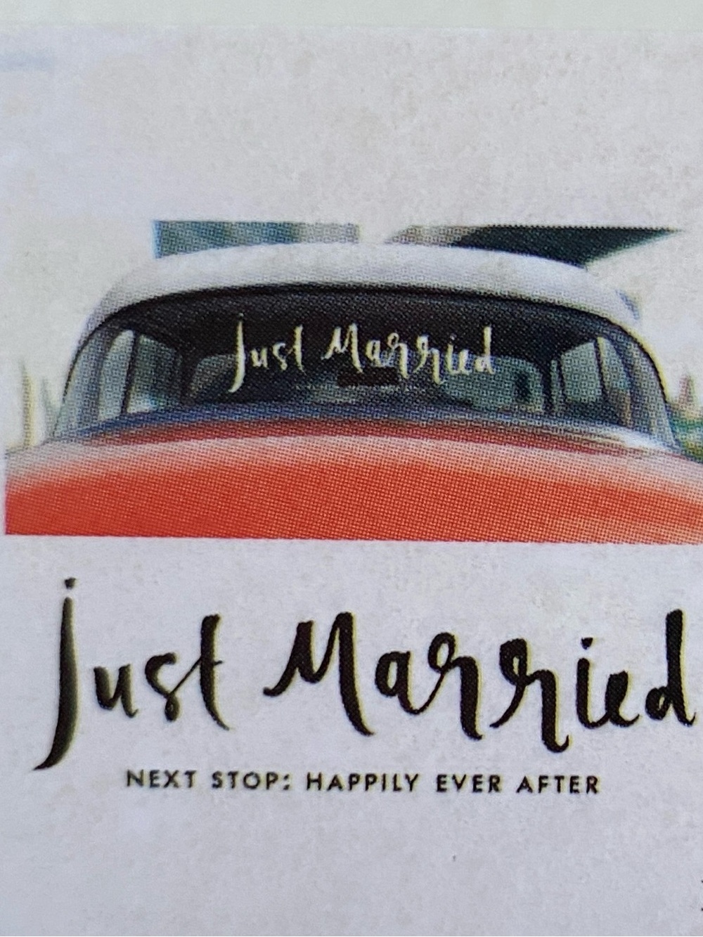 kate spade White and Gold "Just Married" Car Window Cling Sign